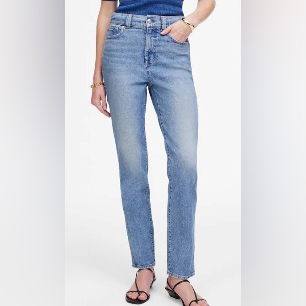 MADEWELL The High-Rise Slim Boyjean Melbourne Wash Jeans Denim Distressed Sz 26